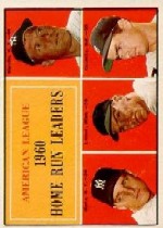 1961 Topps Baseball Cards      044      AL Home Run Leaders-Mickey Mantle-Roger Maris-Jim Lemon-Rocky Colavito